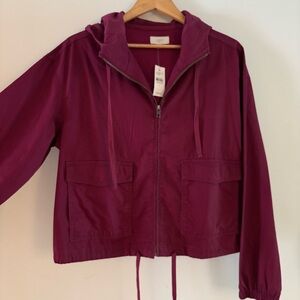 Loft Outlet Jacket Womens Large Plum Cinch Tie Cargo Pockets‎ Autumn NWT Capsule